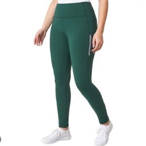 Mondetta Women's High Waist Active Leggings Green XXL Zip Pockets and Ankles